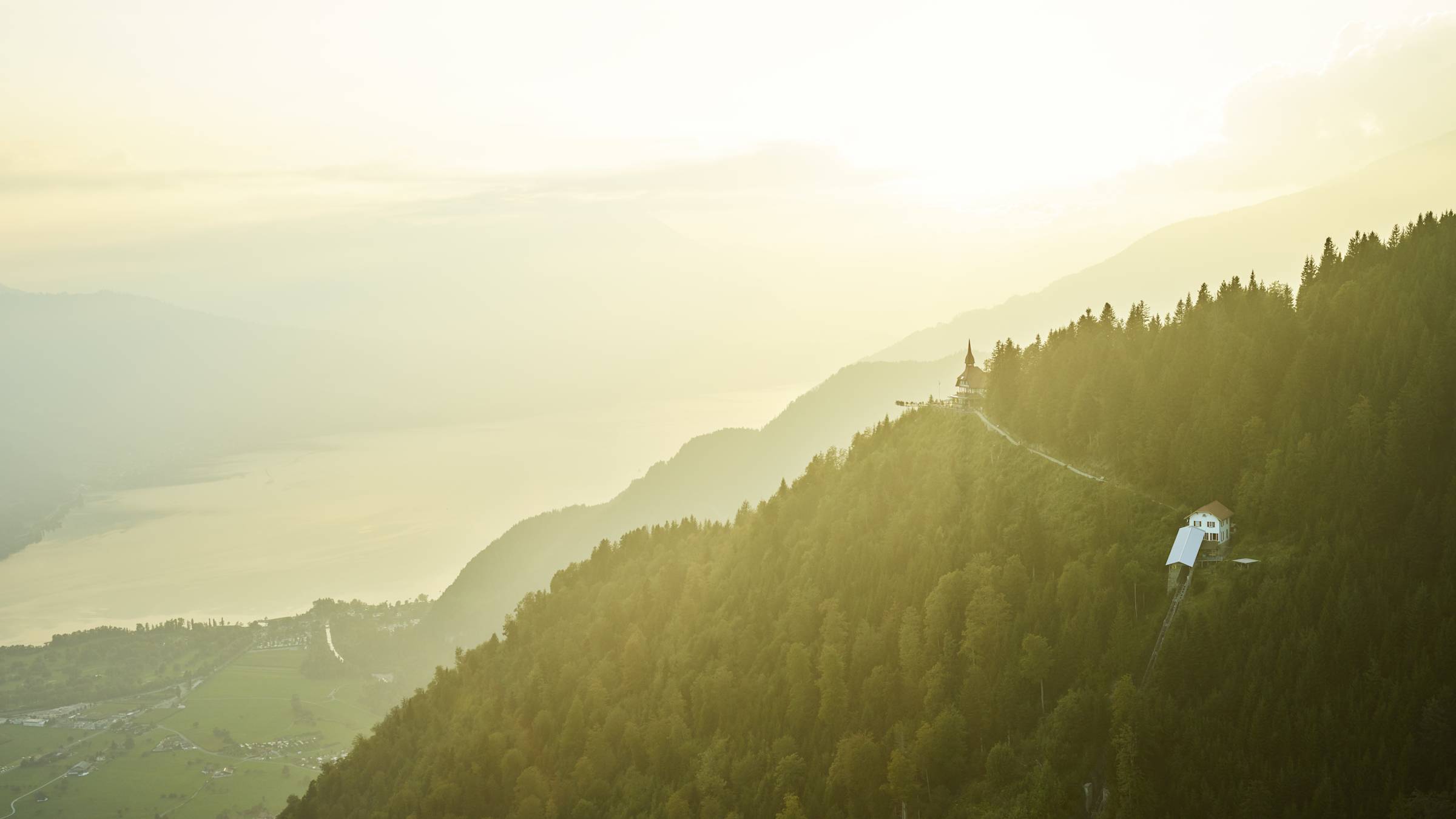 Harder Kulm panorama Lake Thun sunset